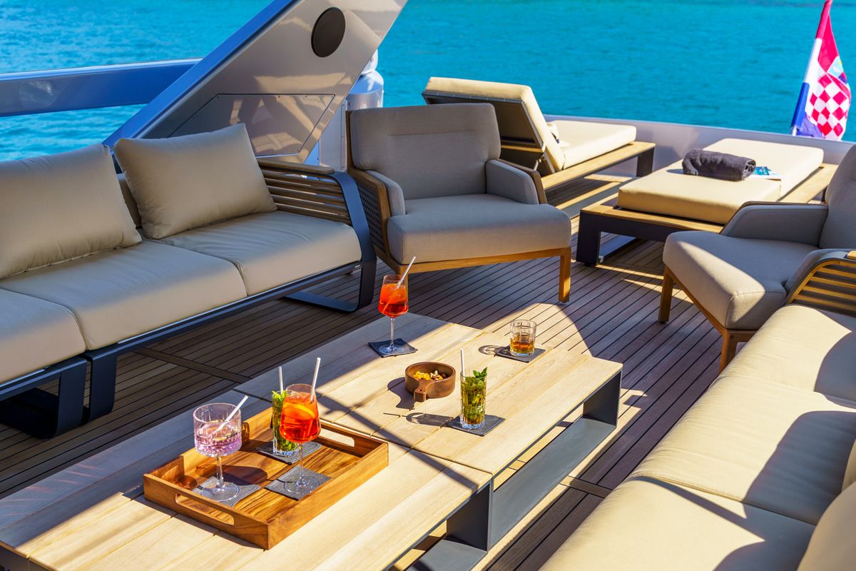 Deck of Phantom, a Gulet Motoryacht yacht at Split, Croatia