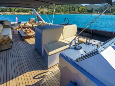 Cockpit of Phantom, a Gulet Motoryacht yacht at Split, Croatia