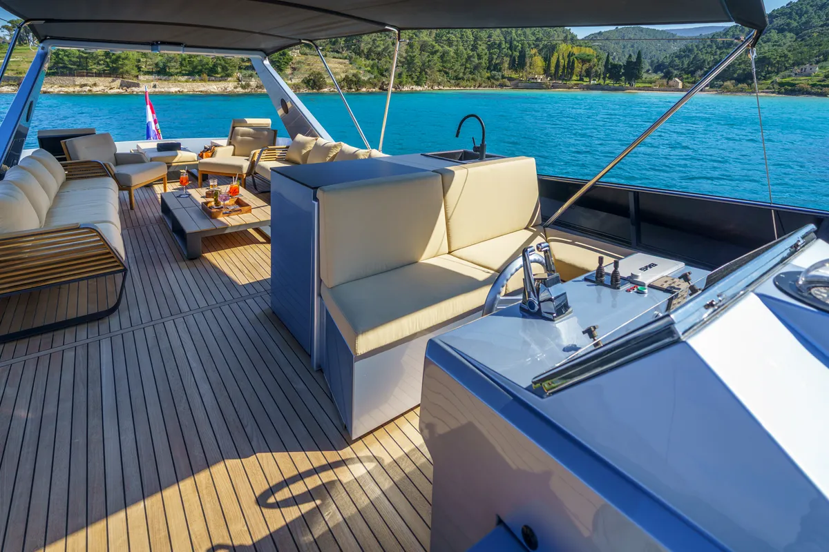Cockpit of Phantom, a Gulet Motoryacht yacht at Split, Croatia