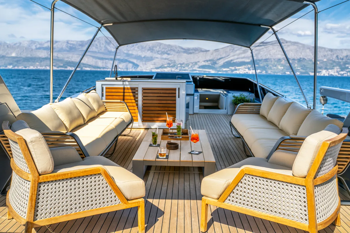 Deck of Phantom, a Gulet Motoryacht yacht at Split, Croatia