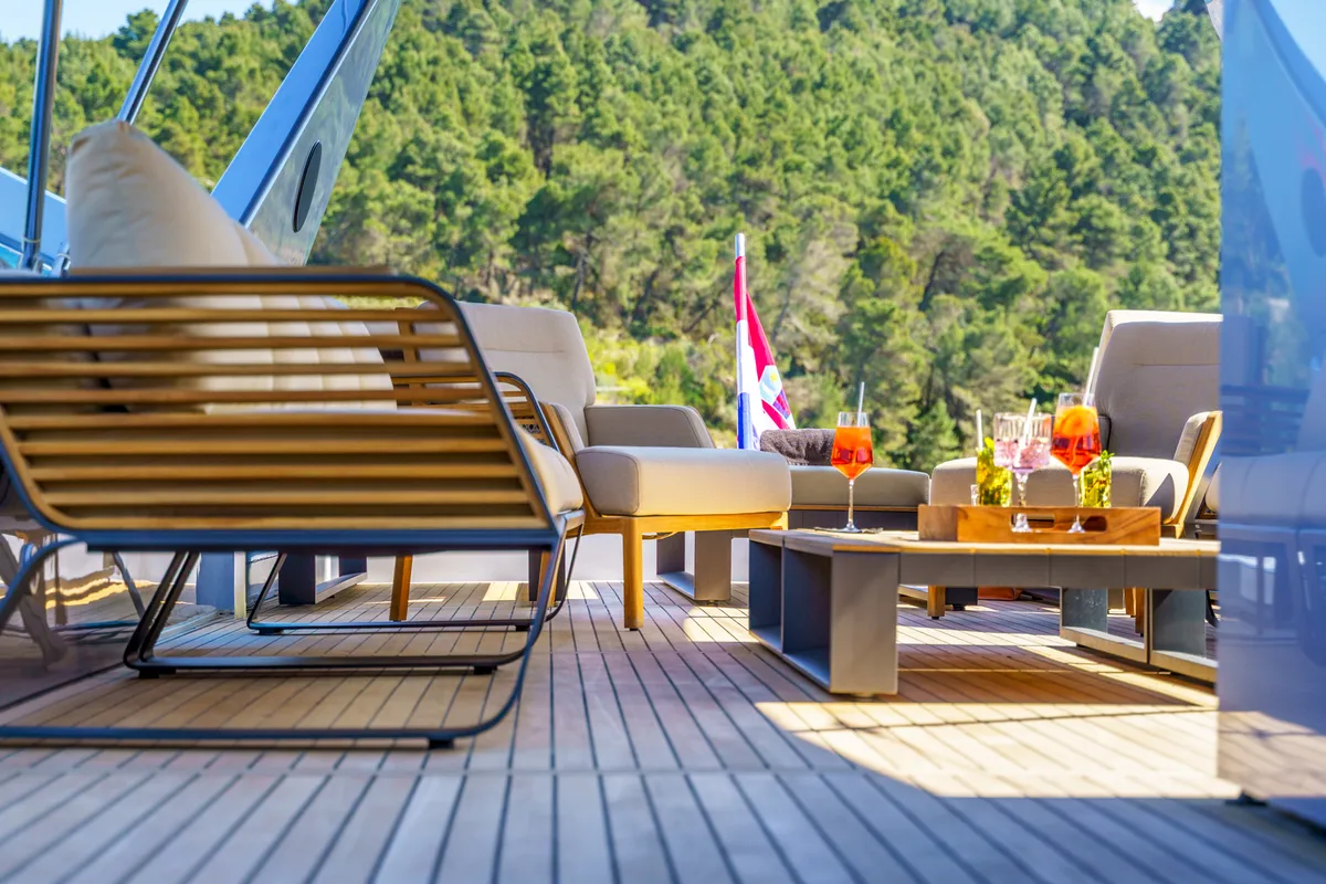 Deck of Phantom, a Gulet Motoryacht yacht at Split, Croatia