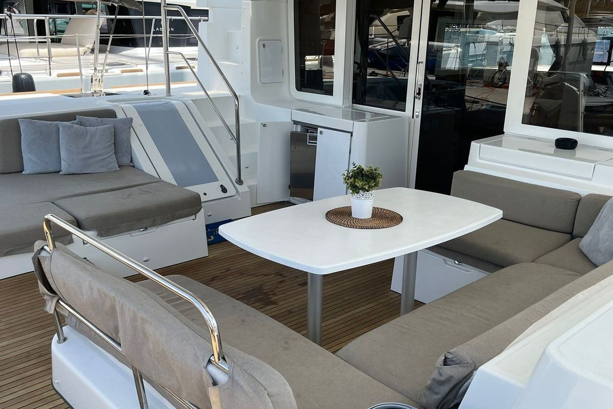 Deck of Adriatic Star, a Lagoon 52 catamaran at Split, Croatia
