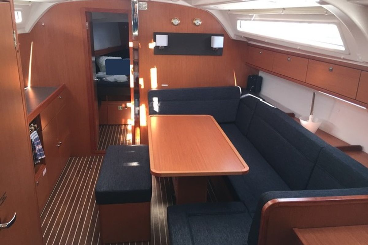 Salon of Dioni, a Bavaria Cruiser 41 sailboat at Preveza, Greece