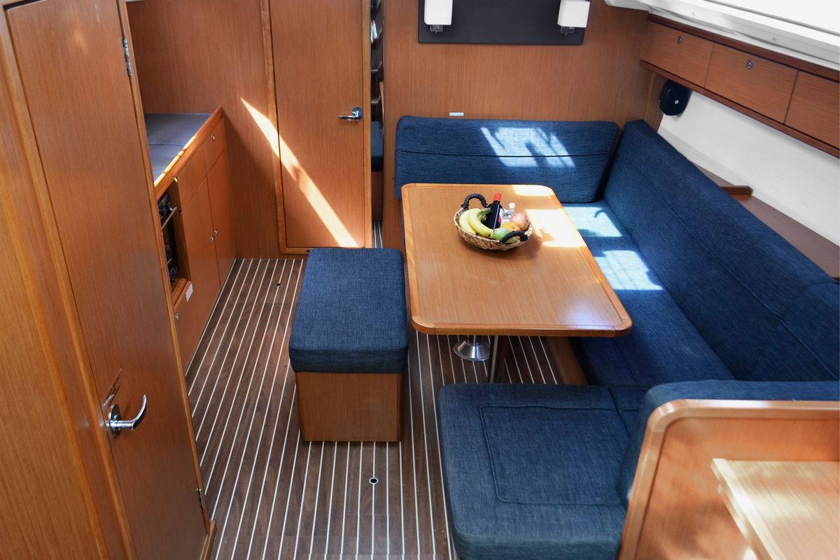Salon of Dioni, a Bavaria Cruiser 41 sailboat at Preveza, Greece