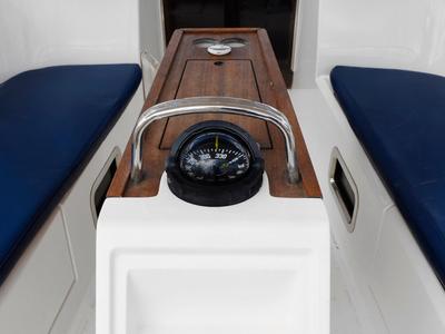 Deck of Dioni, a Bavaria Cruiser 41 sailboat at Preveza, Greece