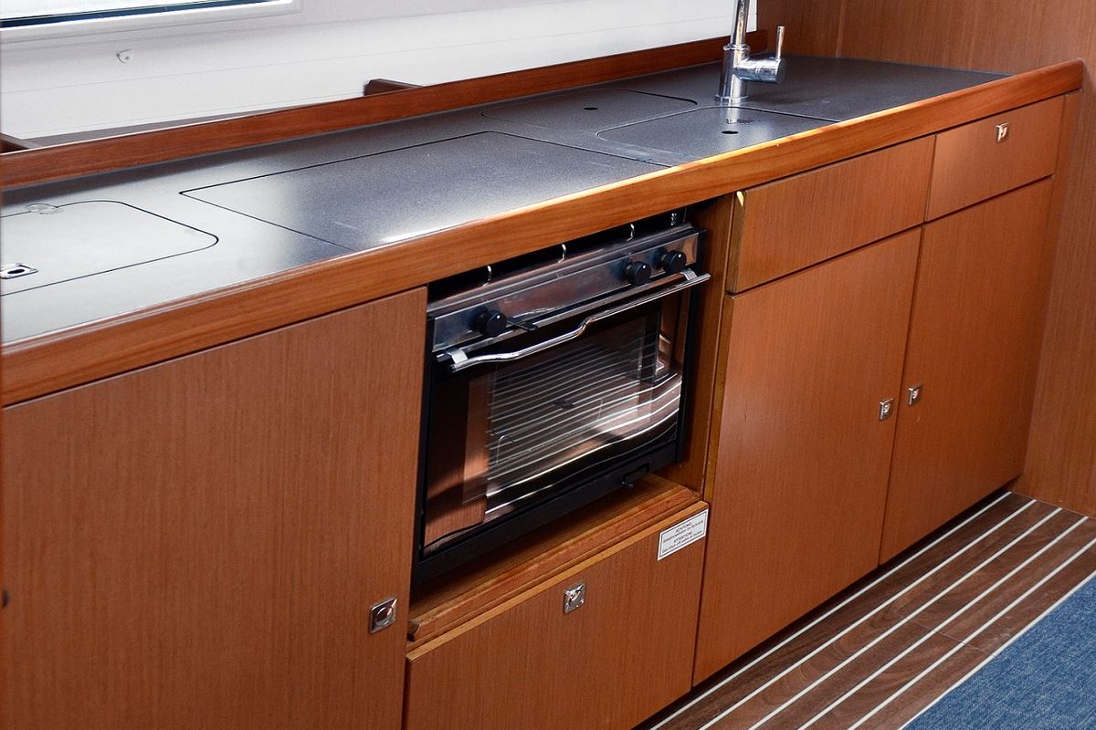 Galley of Dioni, a Bavaria Cruiser 41 sailboat at Preveza, Greece