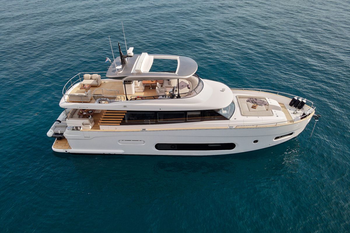 Exterior view of Princess M, a Azimut Magellano 66 yacht at Podstrana - Miljevac, Croatia