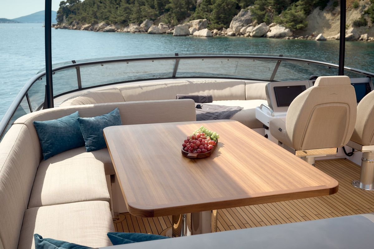 Deck of Princess M, a Azimut Magellano 66 yacht at Podstrana - Miljevac, Croatia