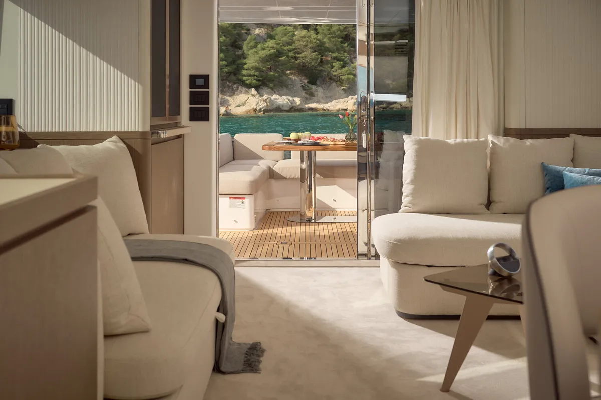 Salon of Princess M, a Azimut Magellano 66 yacht at Podstrana - Miljevac, Croatia