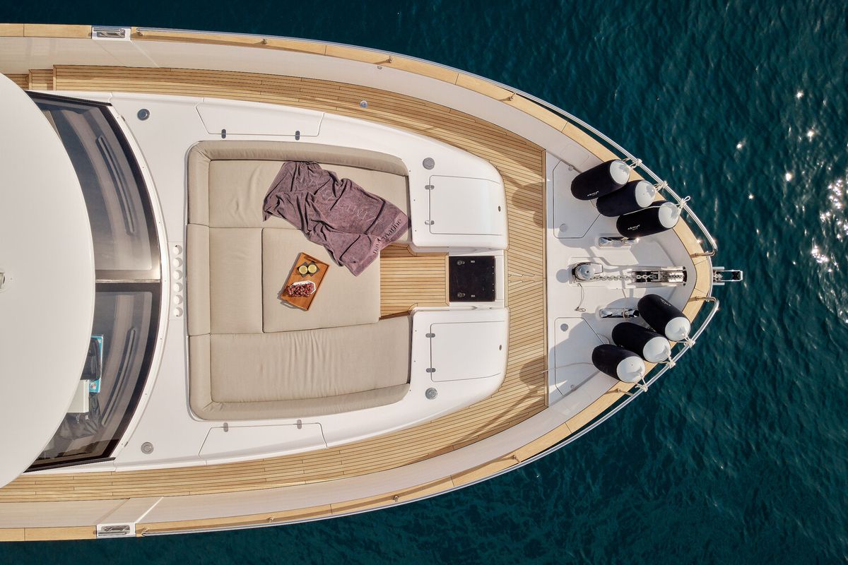 Deck of Princess M, a Azimut Magellano 66 yacht at Podstrana - Miljevac, Croatia
