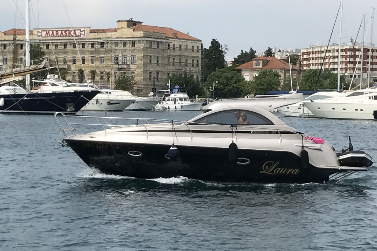 Exterior view of Laura, a Grginić jahte Mirakul 30 motorboat at Grad Biograd na Moru, Croatia