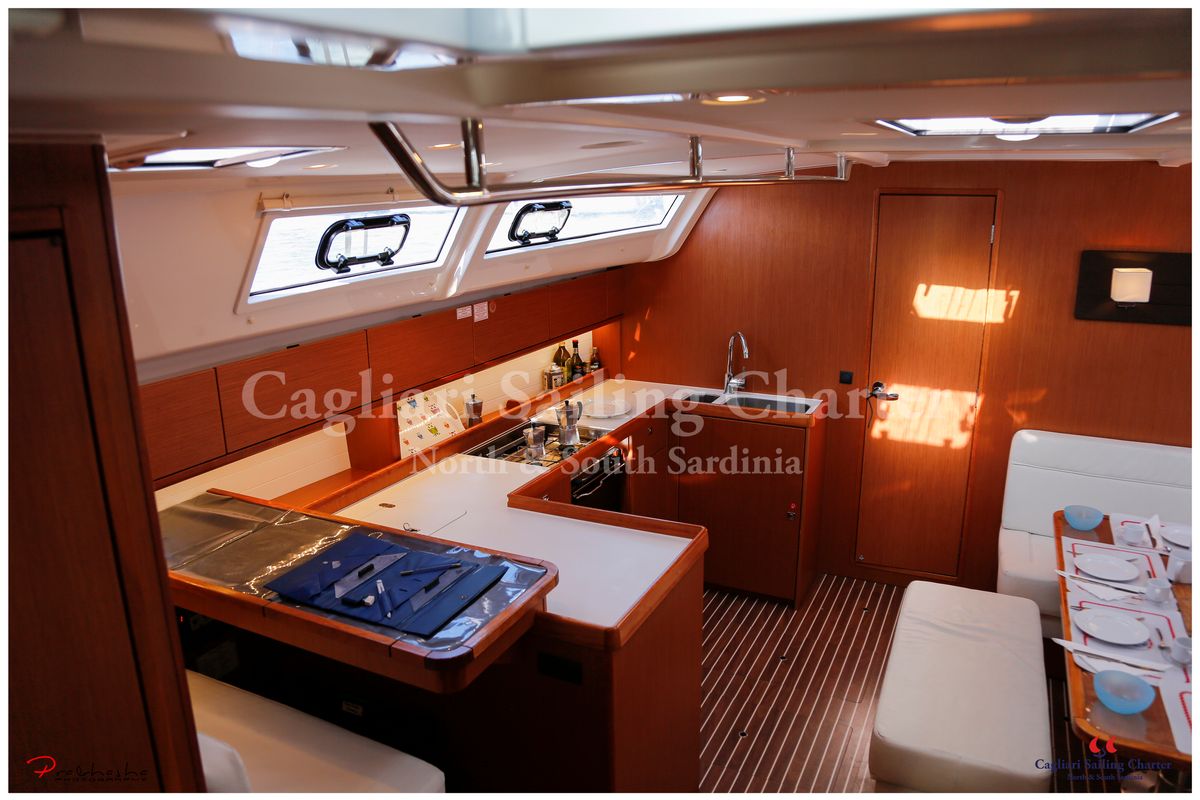 Galley of Mediterranea, a Bavaria Cruiser 51 sailboat at Cagliari, Italy