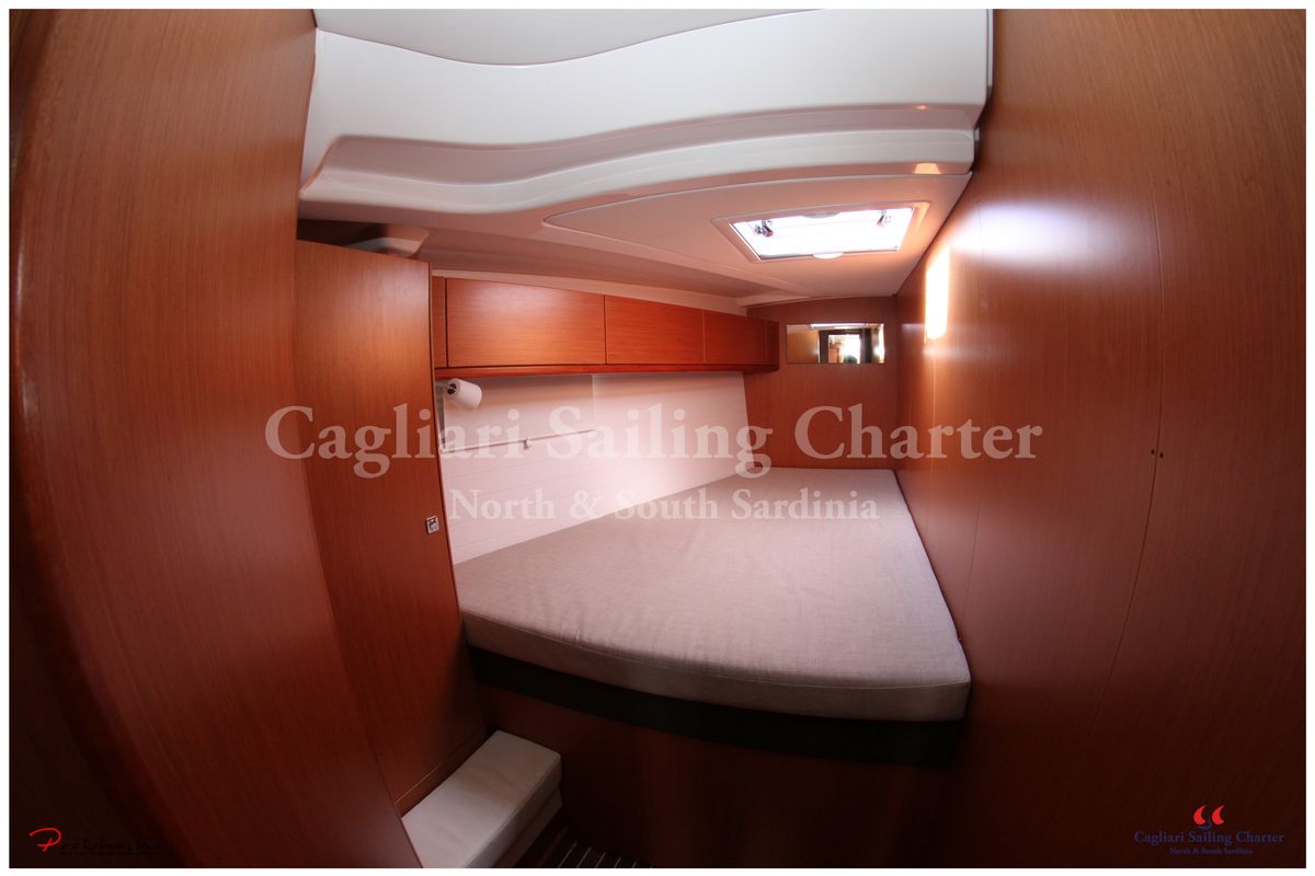 Cabin on Mediterranea, a Bavaria Cruiser 51 sailboat at Cagliari, Italy
