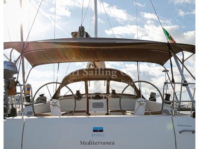 Cockpit of Mediterranea, a Bavaria Cruiser 51 sailboat at Cagliari, Italy