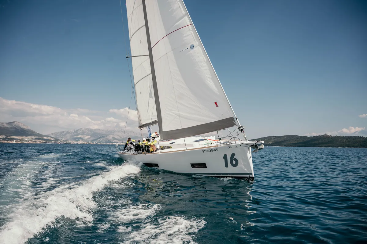 Exterior view of BIA, a AD Boats Salona 46 sailboat at Grad Kaštela, Croatia