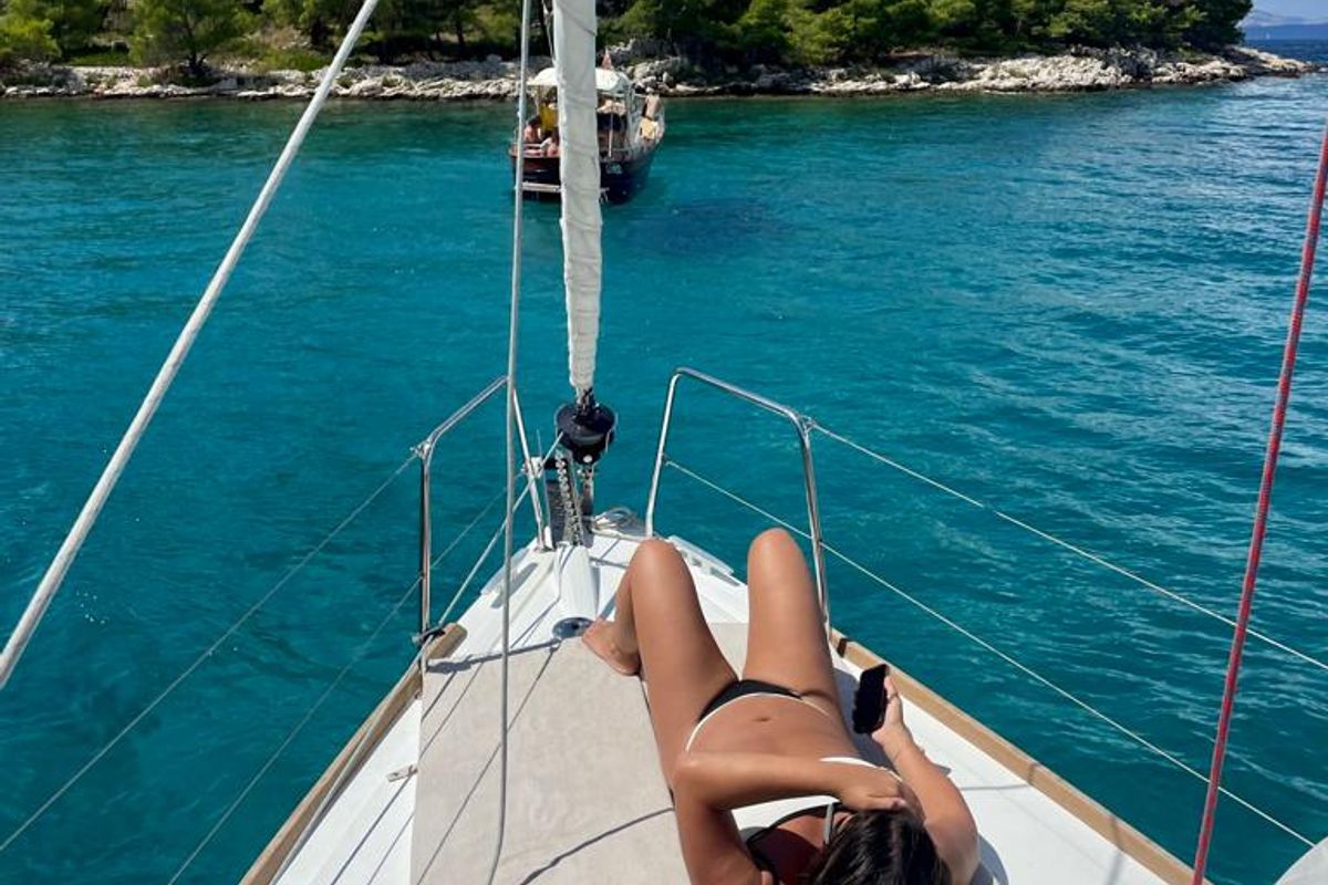 Exterior view of Lorenzo, a Beneteau Oceanis 35 sailboat at Split, Croatia
