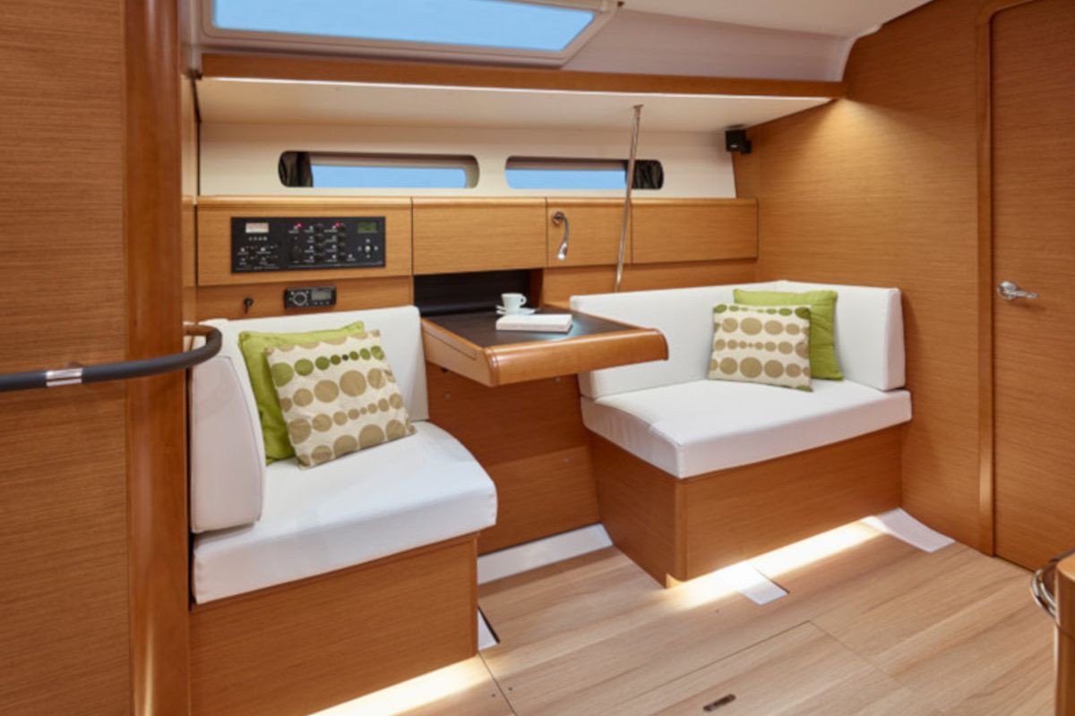 Salon of Matar, a Jeanneau Sun Odyssey 449 sailboat at Cagliari, Italy