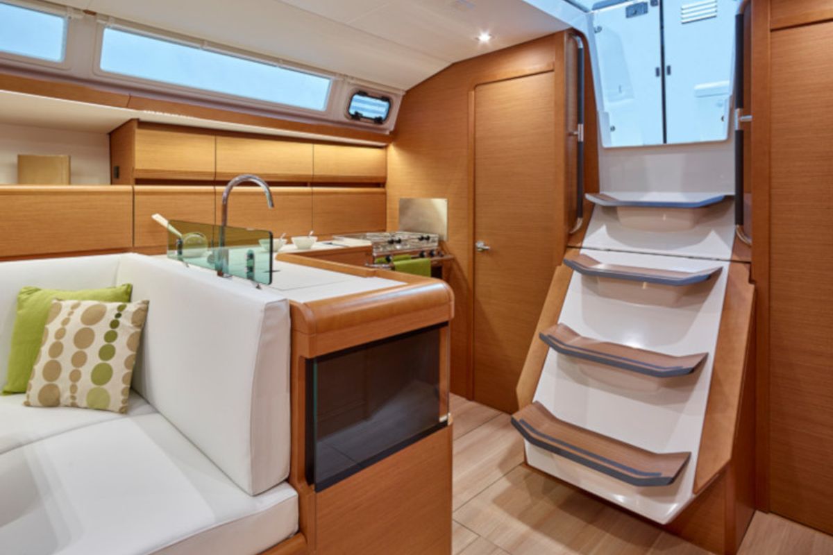 Salon of Matar, a Jeanneau Sun Odyssey 449 sailboat at Cagliari, Italy