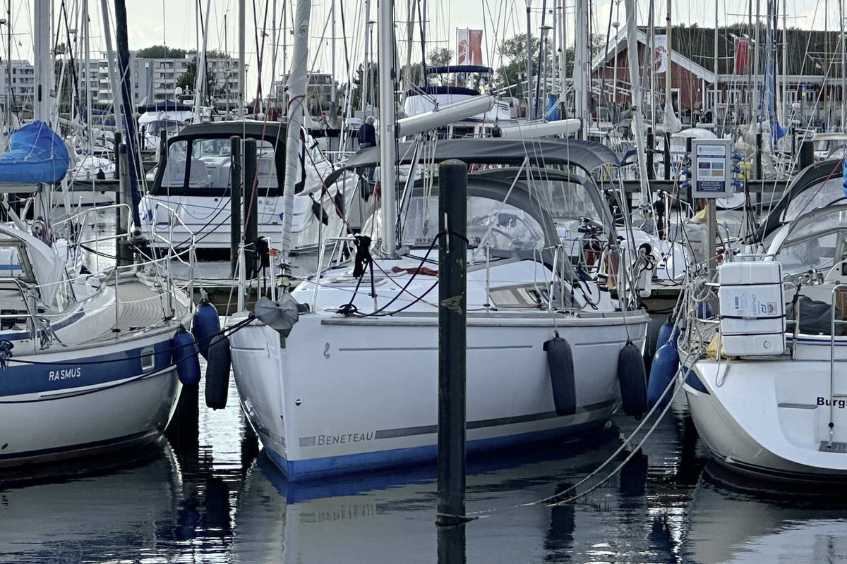 Exterior view of Sterntaler, a Beneteau Oceanis 31 sailboat at Flensburg, Germany