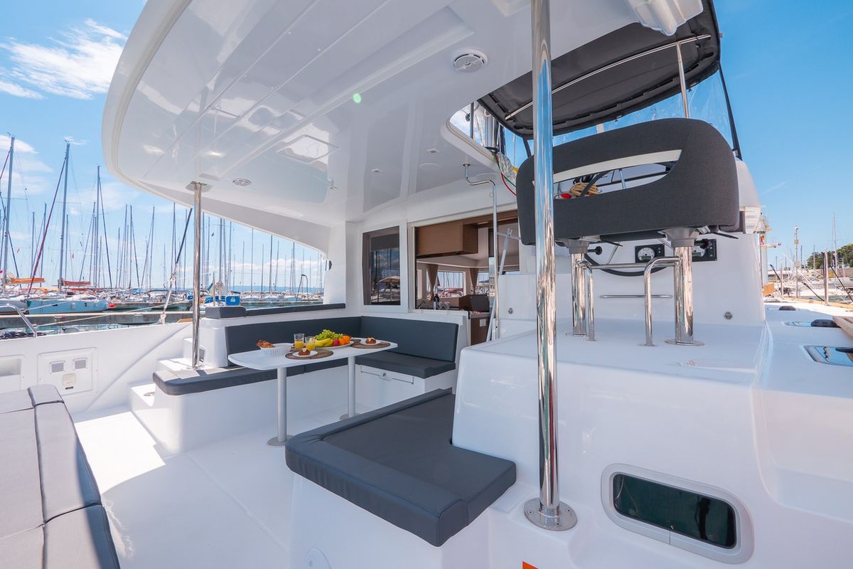 Deck of Blue Eyes, a Lagoon 40 catamaran at Split, Croatia
