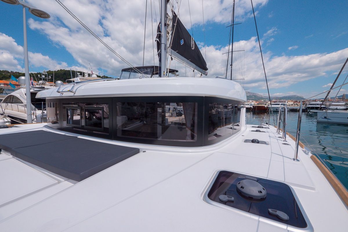 Deck of Blue Eyes, a Lagoon 40 catamaran at Split, Croatia