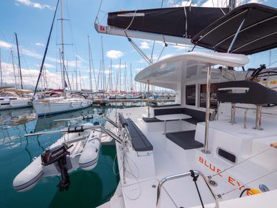 Deck of Blue Eyes, a Lagoon 40 catamaran at Split, Croatia