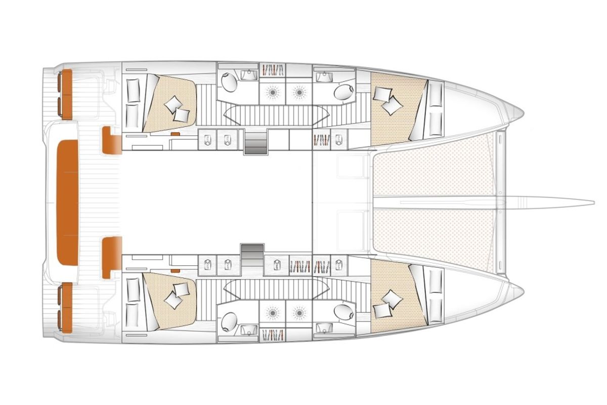 Floor plan of ULYS II, a Excess 14 catamaran at Alameda, United States