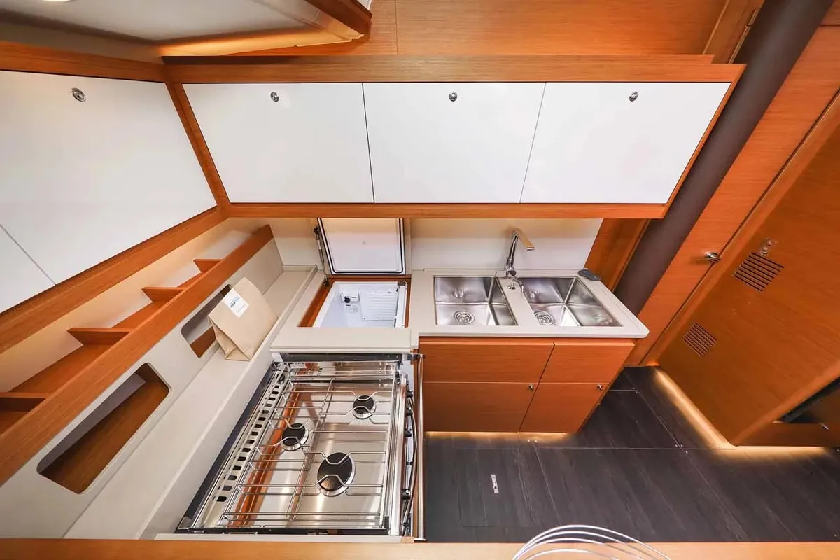 Galley of Taddarita, a Dufour 530 sailboat at Palermo, Italy