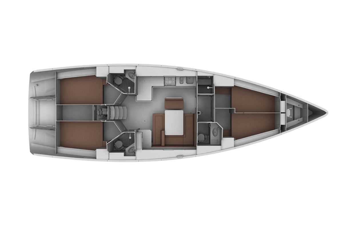 Floor plan of Akilina, a Bavaria Cruiser 45 sailboat at Santa Cruz de Tenerife, Spain