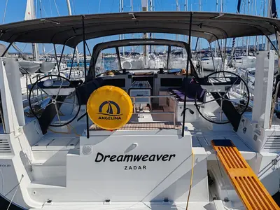 Cockpit of Dreamweaver, a Dufour 530 sailboat at Općina Sukošan, Croatia
