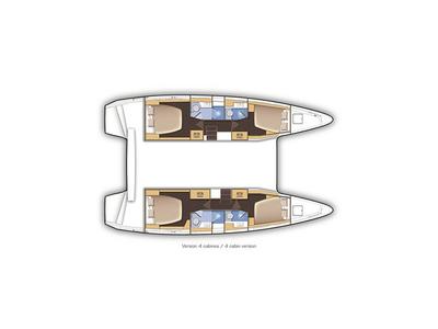 Floor plan of Olympios Zeus, a Lagoon 42 catamaran at Agios Stefanos, Greece