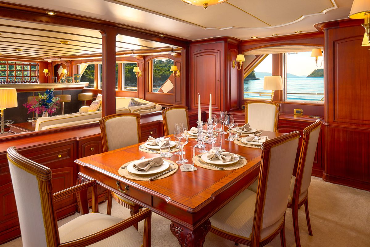 Salon of To je to, a Benetti Classic 115 yacht at Grad Trogir, Croatia