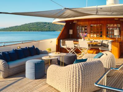 Deck of To je to, a Benetti Classic 115 yacht at Grad Trogir, Croatia