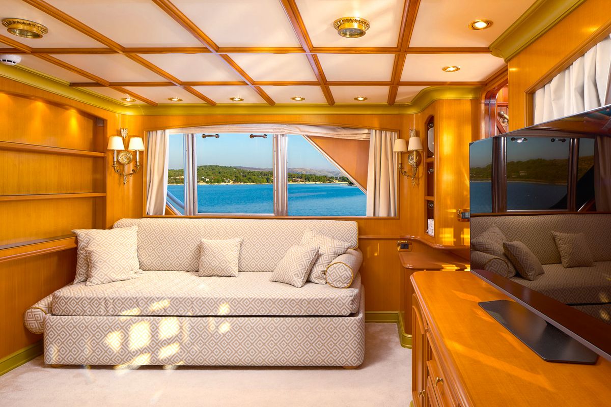 Salon of To je to, a Benetti Classic 115 yacht at Grad Trogir, Croatia