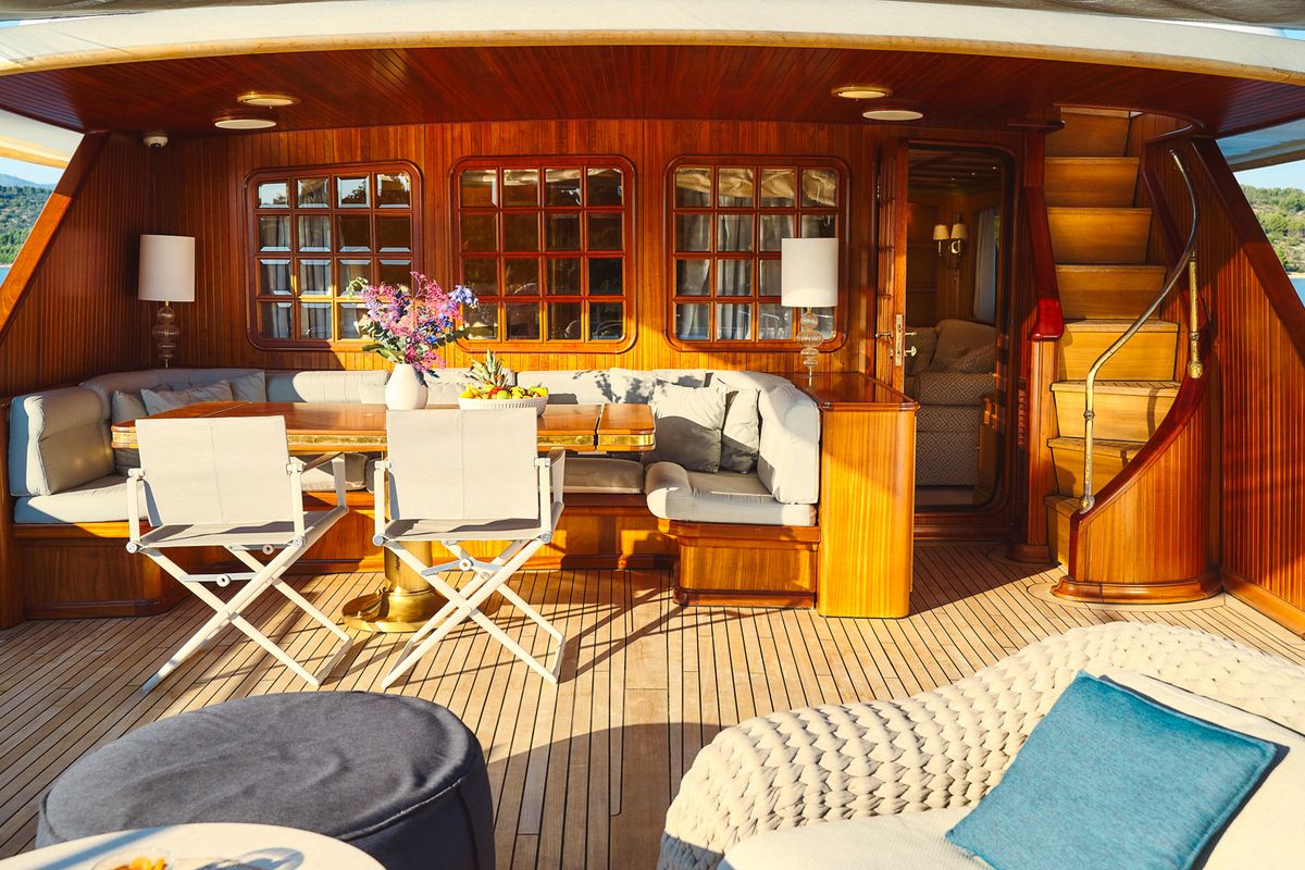 Deck of To je to, a Benetti Classic 115 yacht at Grad Trogir, Croatia
