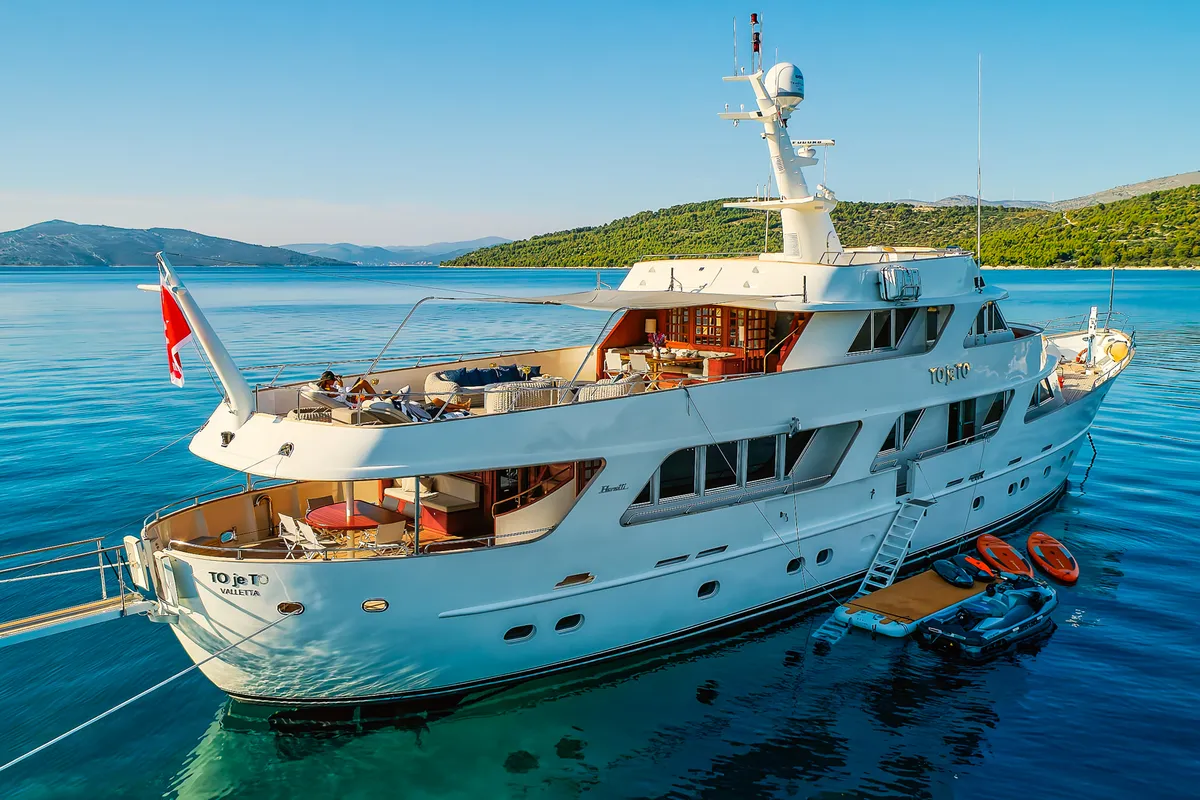 Exterior view of To je to, a Benetti Classic 115 yacht at Grad Trogir, Croatia