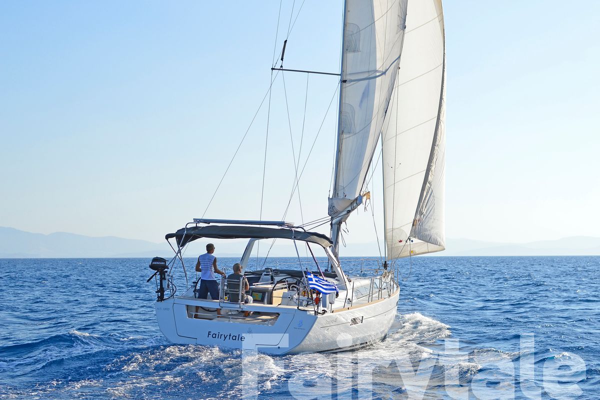 Exterior view of Fairytale, a Beneteau Oceanis 41 sailboat at Kos, Greece