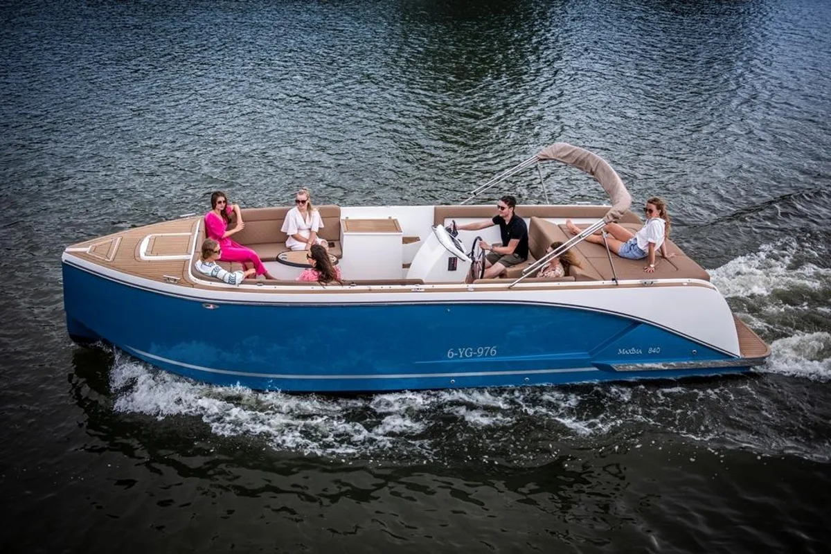 Exterior view of Vis, a Maxima Boats Maxima 840 motorboat at Seget Donji, Croatia