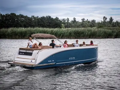 Exterior view of Vis, a Maxima Boats Maxima 840 motorboat at Seget Donji, Croatia