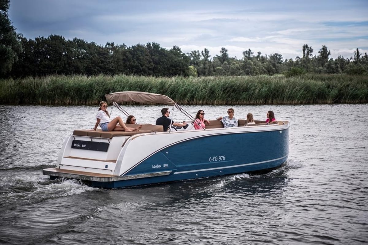 Exterior view of Vis, a Maxima Boats Maxima 840 motorboat at Seget Donji, Croatia