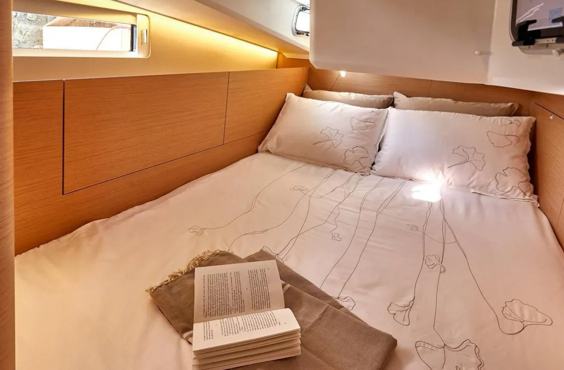 Cabin on Chimera, a Jeanneau Sun Odyssey 410 sailboat at Municipal Unit of Lefkada, Greece