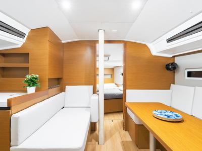 Salon of Chimera, a Jeanneau Sun Odyssey 410 sailboat at Municipal Unit of Lefkada, Greece