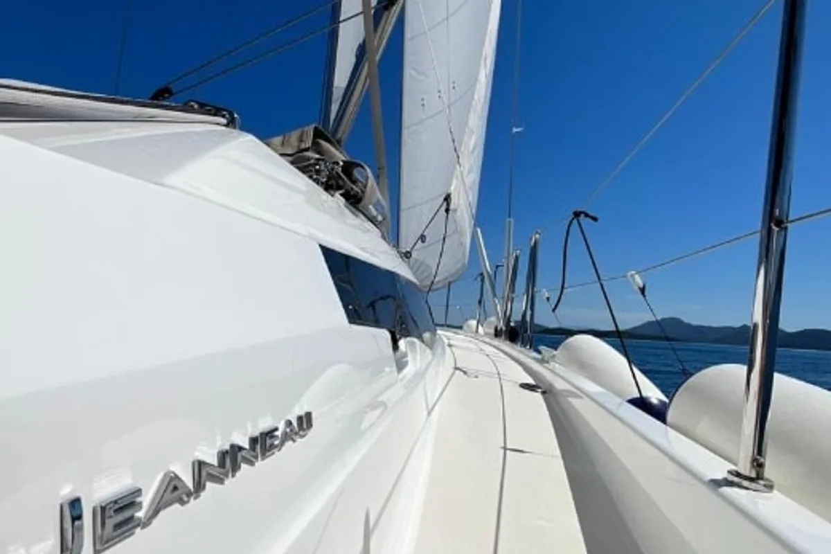 Chimera, a Jeanneau Sun Odyssey 410 sailboat at Municipal Unit of Lefkada, Greece