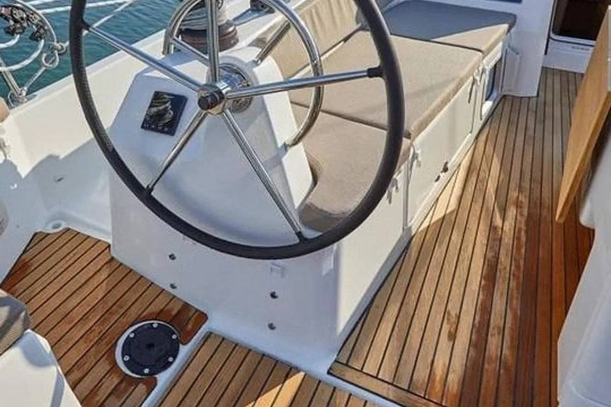 Chimera, a Jeanneau Sun Odyssey 410 sailboat at Municipal Unit of Lefkada, Greece