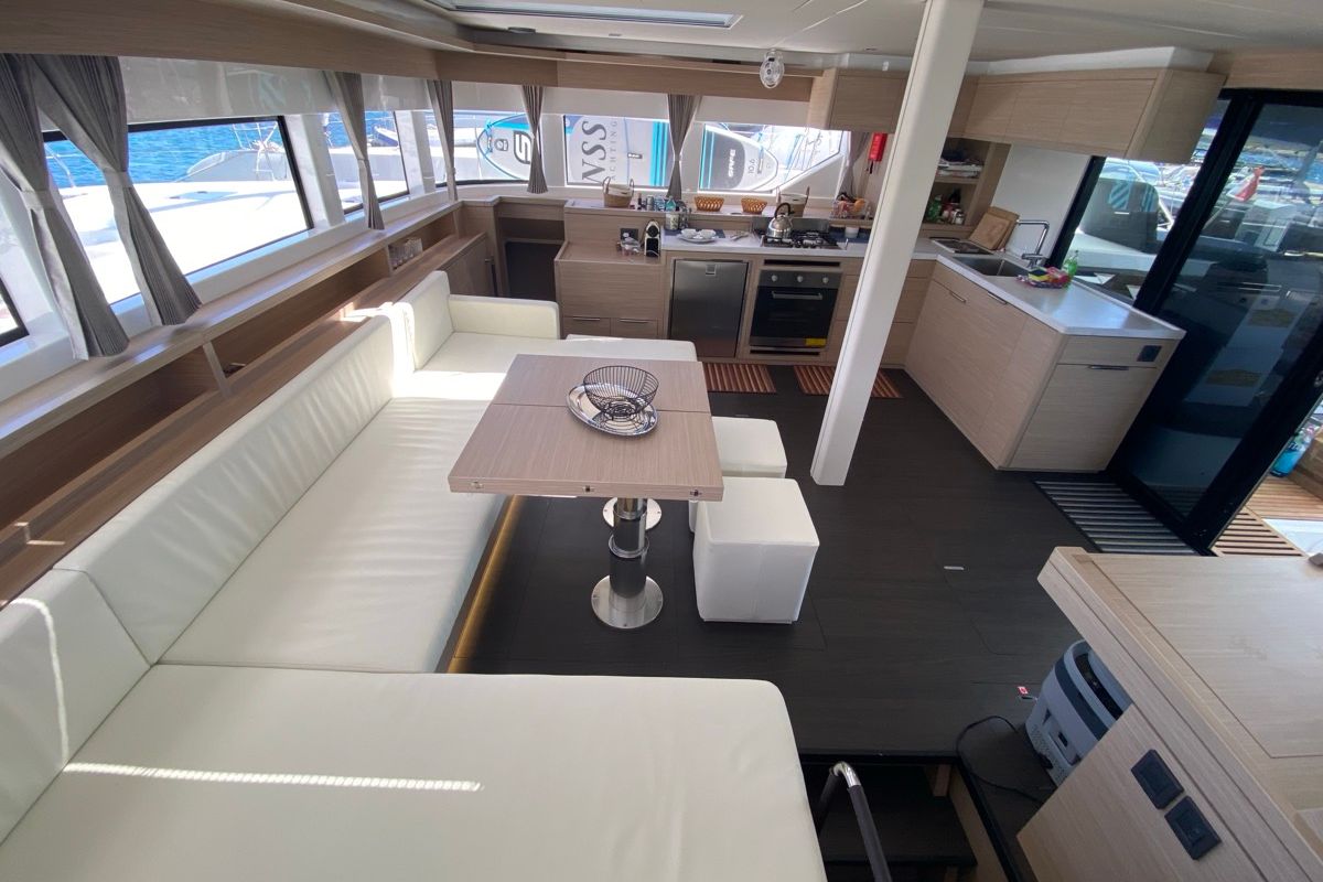 Salon of The Moon, a Lagoon 55 catamaran at Le Gosier, France