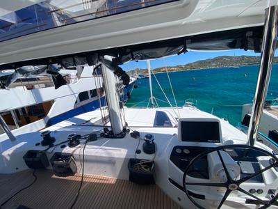 Cockpit of The Moon, a Lagoon 55 catamaran at Le Gosier, France