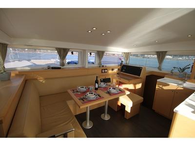 Salon of Sailing Blue 4, a Lagoon 400 S2 catamaran at Athens, Greece