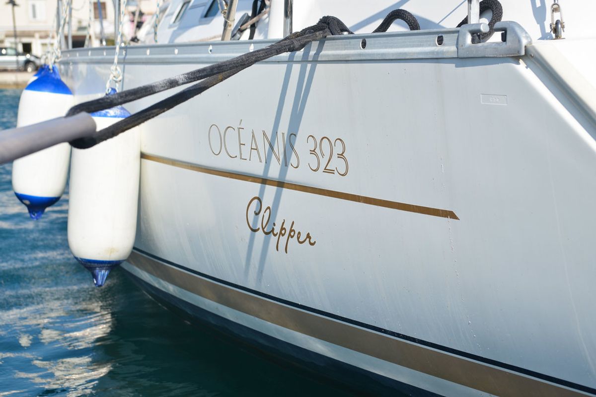 Exterior view of Despina, a Beneteau Oceanis Clipper 323 sailboat at Grad Biograd na Moru, Croatia