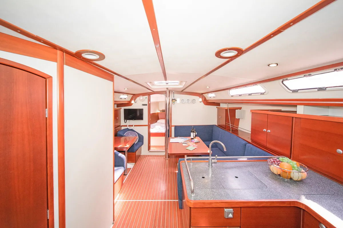 Salon of Aeolus, a Hanse Yachts Hanse 400 sailboat at Preveza, Greece
