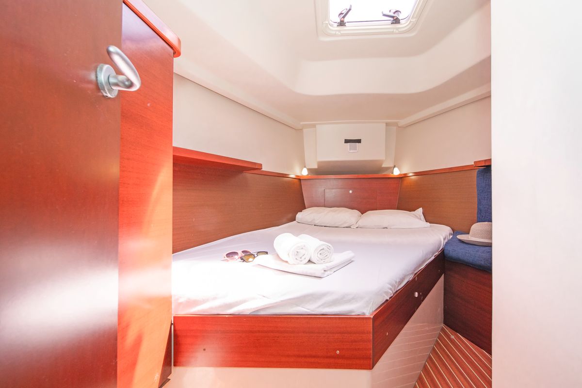 Cabin on Aeolus, a Hanse Yachts Hanse 400 sailboat at Preveza, Greece